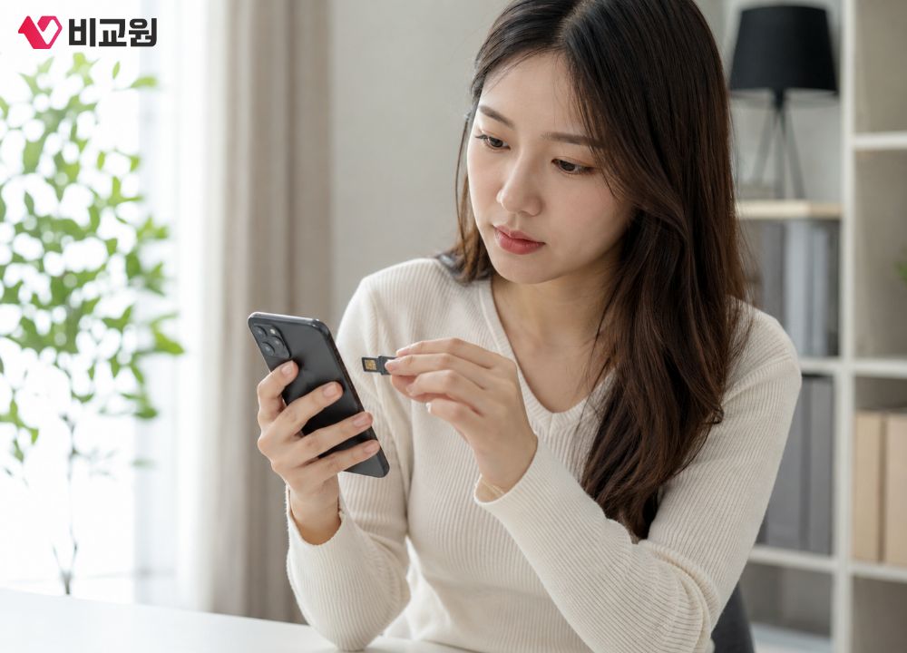 유심과 eSIM은 인터넷 속도에 영향을 주지 않는다는 내용을 설명하는 이미지